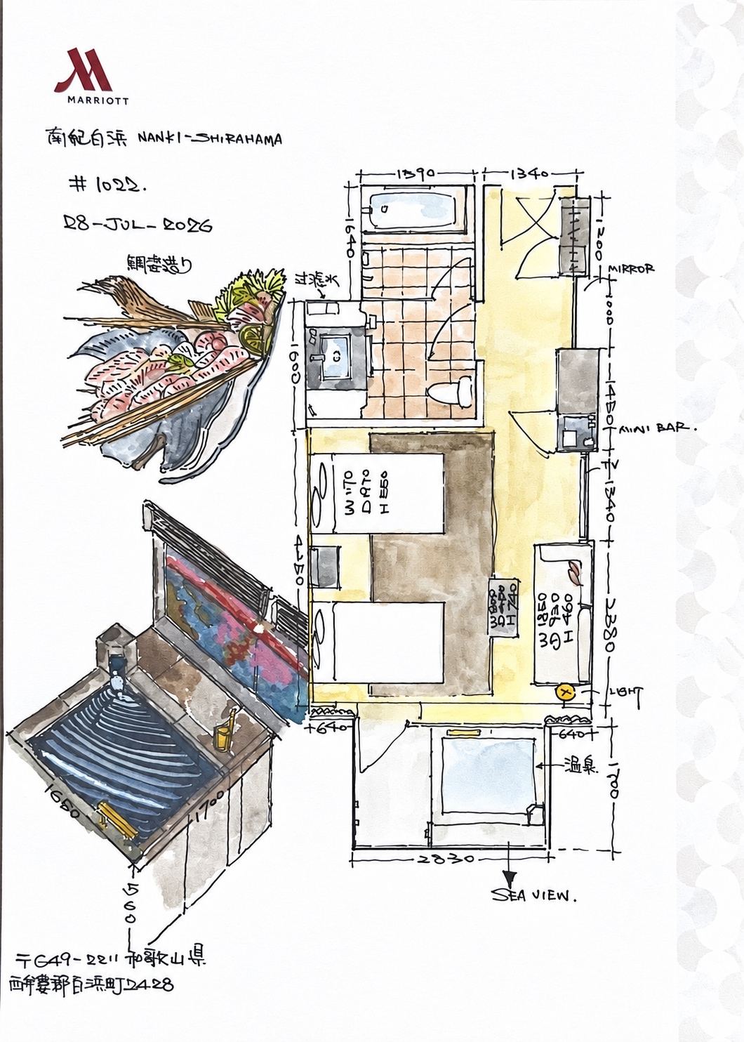 Nanki-Shirahama Marriott · AI-prepared display of YE’s drawing