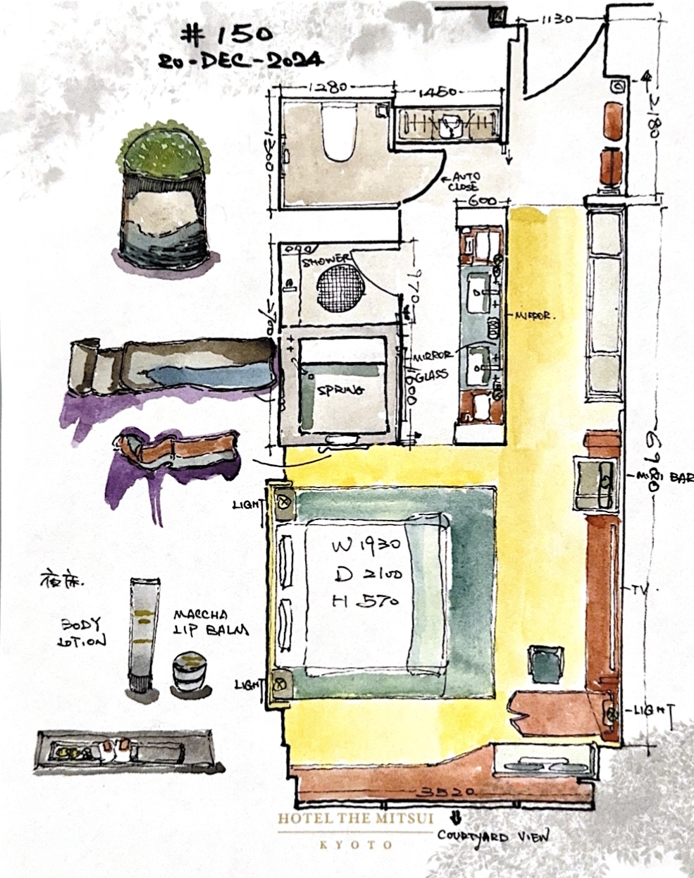 Original hand-drawn study of HOTEL THE MITSUI KYOTO